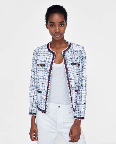 zara chanel inspired jacket|Chanel cardigan jacket.